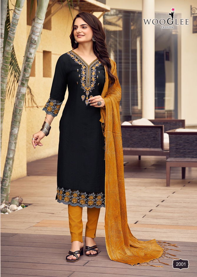 Sagaai By Wooglee Viscose Embroidery Kurti With Bottom Dupatta Wholesale Market In Surat